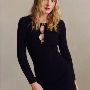 Sezane - Alicia Black Long Sleeve Dress